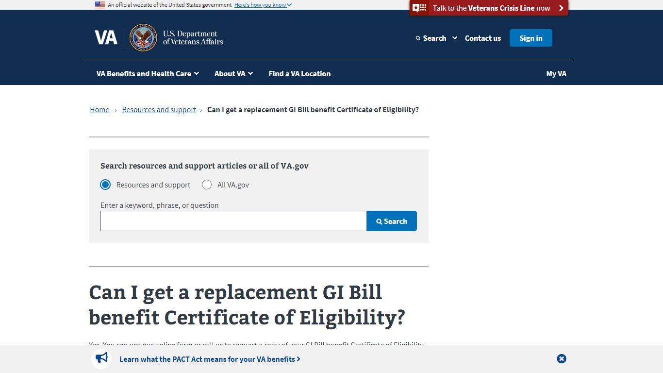 Can I get a replacement GI Bill benefit Certificate of Eligibility ...